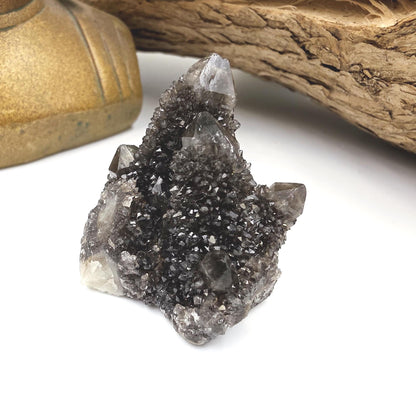 Rare Black Spirit Quartz Cluster Specimen – Protection, Spiritual Growth & High Vibration Crystal, 40g
