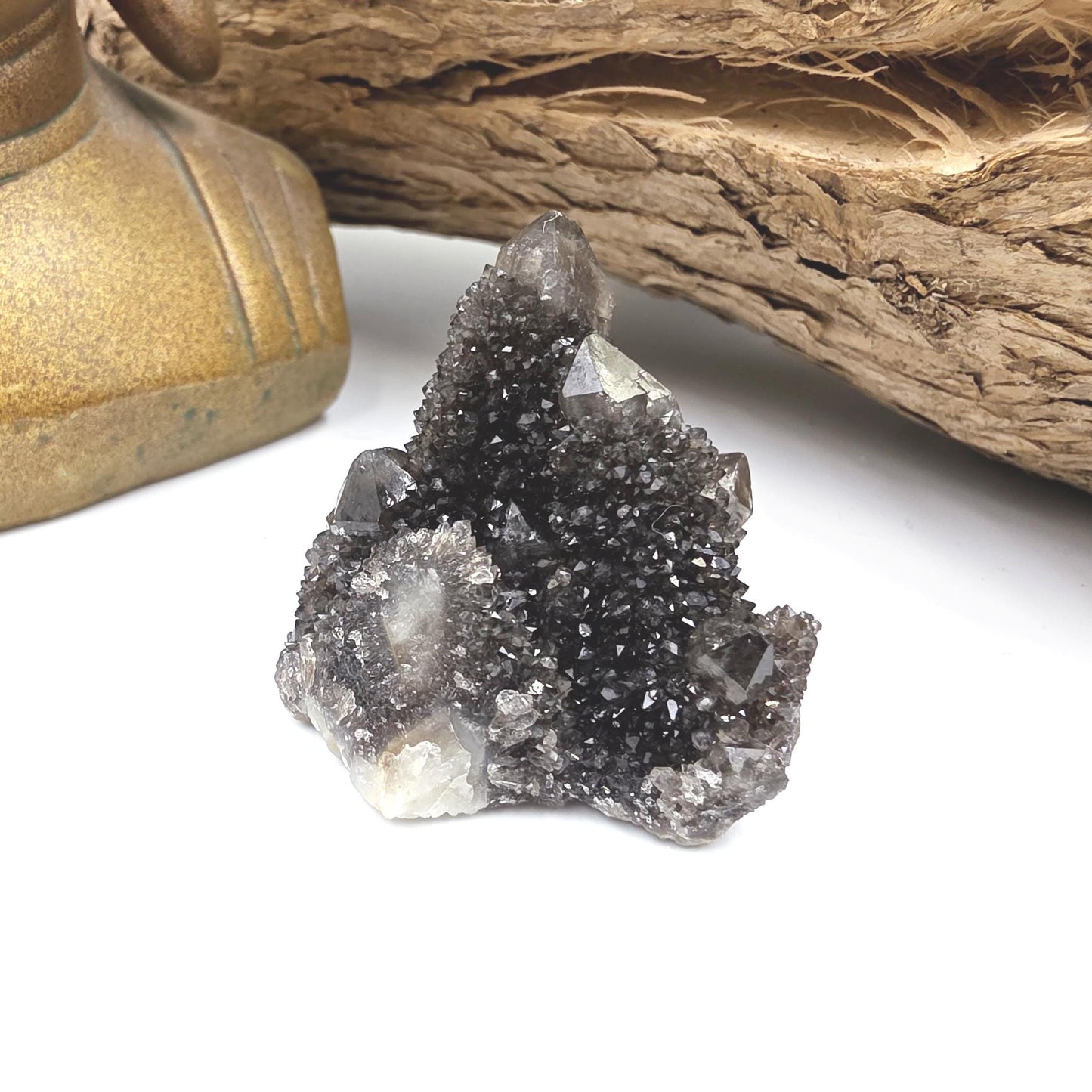 Rare Black Spirit Quartz Cluster Specimen – Protection, Spiritual Growth & High Vibration Crystal, 40g