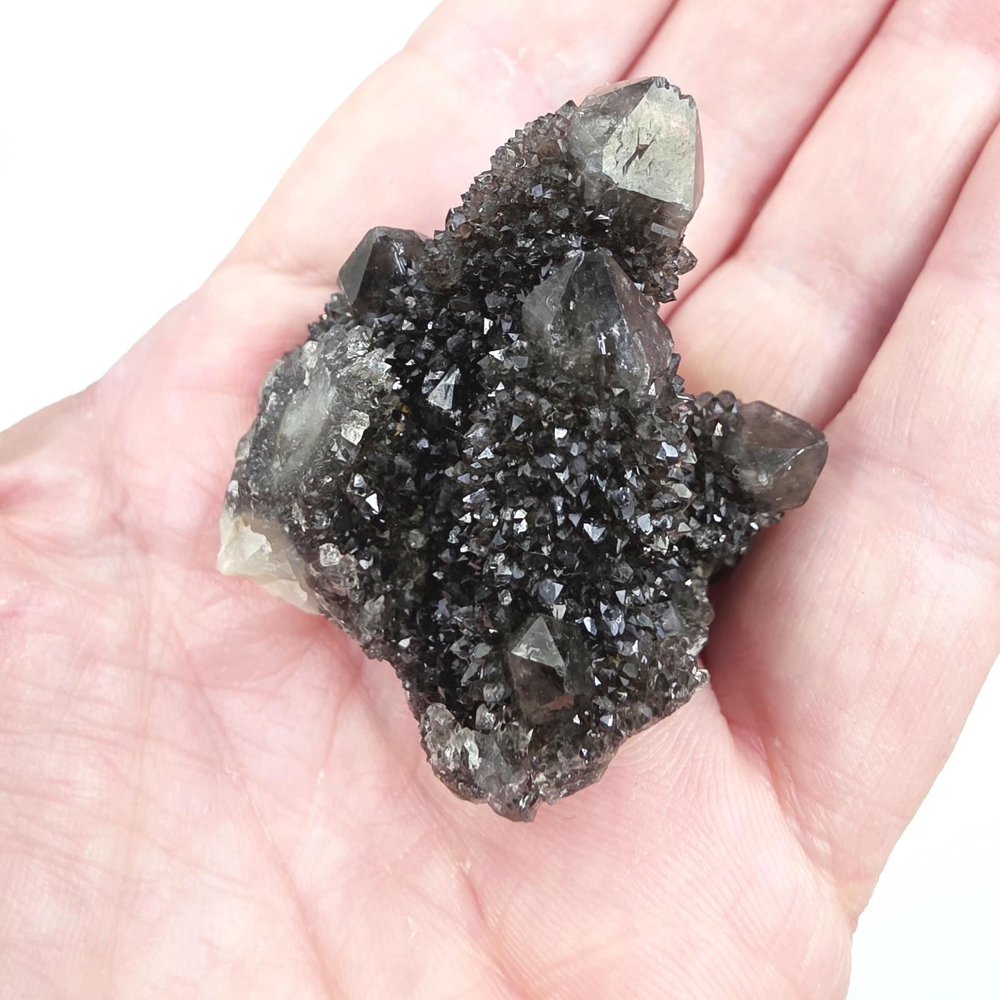 Rare Black Spirit Quartz Cluster Specimen – Protection, Spiritual Growth & High Vibration Crystal, 40g