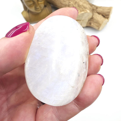 High Grade Flashy Blue Moonstone Palm Stone – Intuition, New Beginnings & Emotional Balance Crystal, 85g