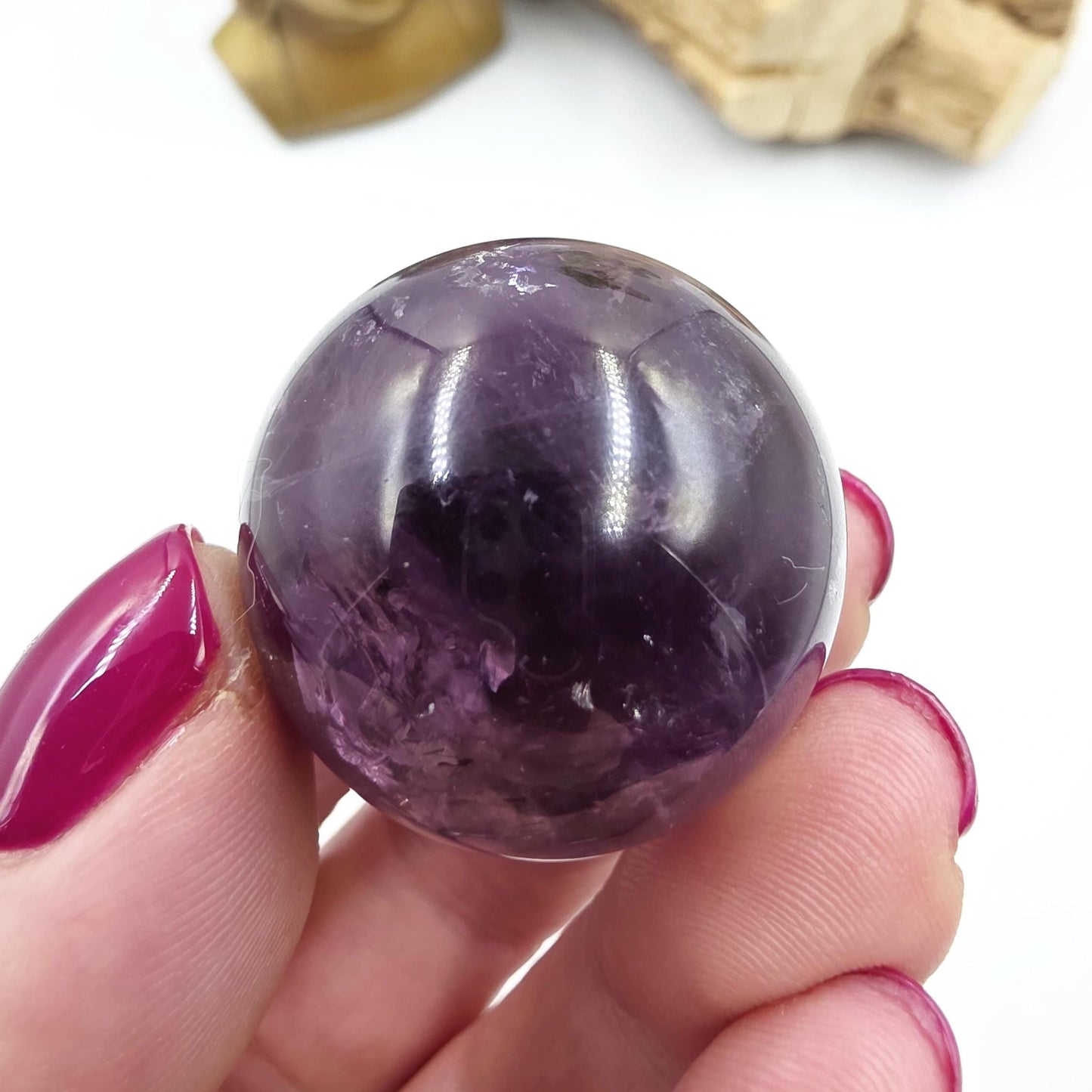 Flashy Amethyst Sphere with Rainbows – Calm, Intuition & Spiritual Healing Crystal, 32mm