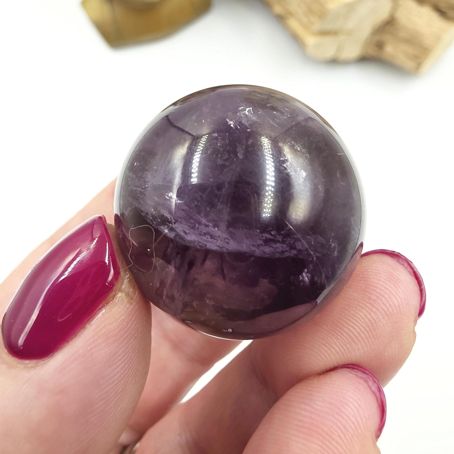 Flashy Amethyst Sphere with Rainbows – Calm, Intuition & Spiritual Healing Crystal, 32mm