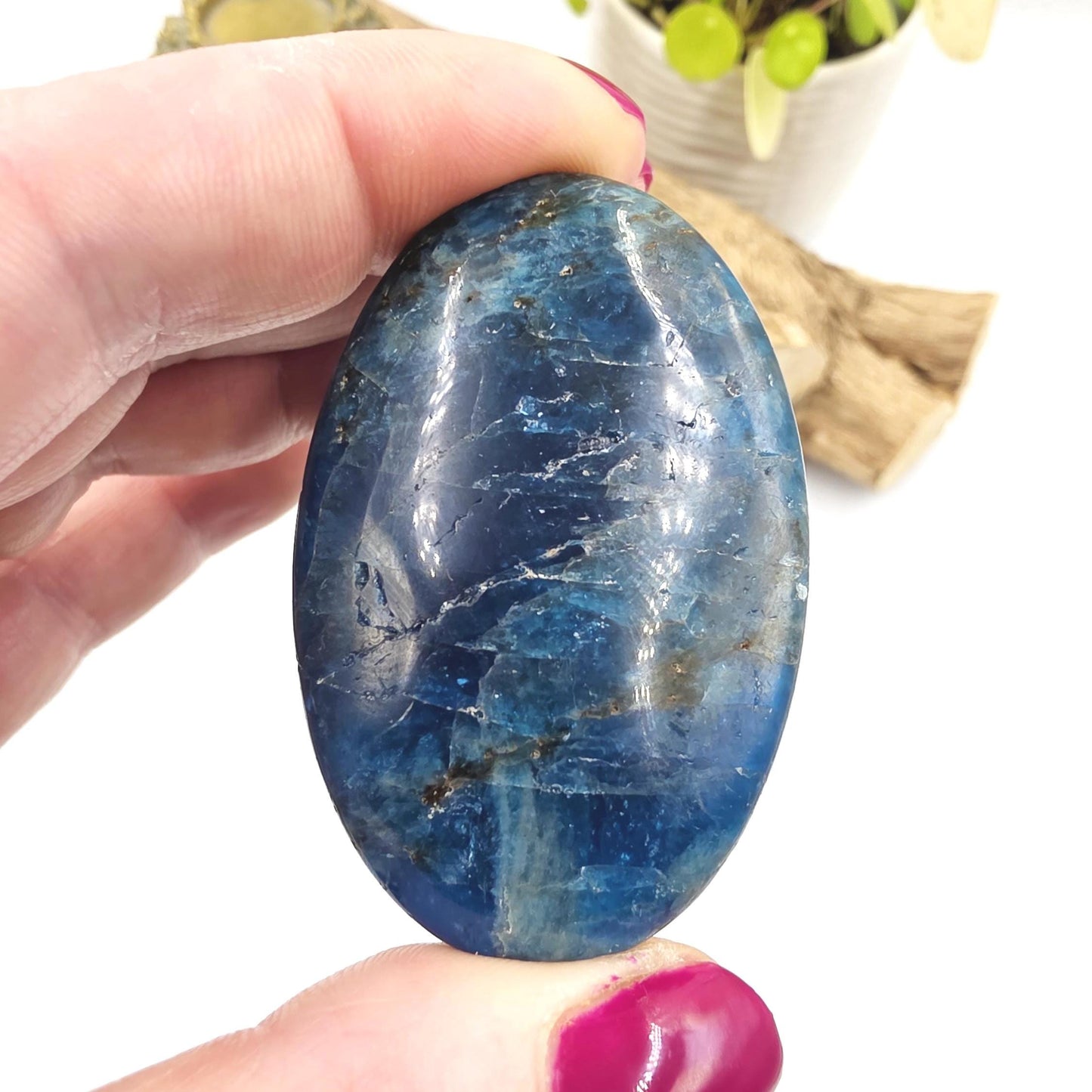 Blue Apatite Palm Stone - Motivation & Focus Healing Crystal - 50g