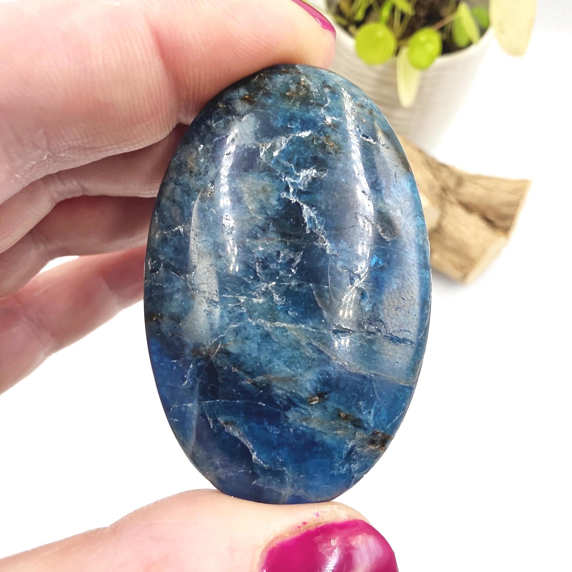 Blue Apatite Palm Stone - Motivation & Focus Healing Crystal - 50g