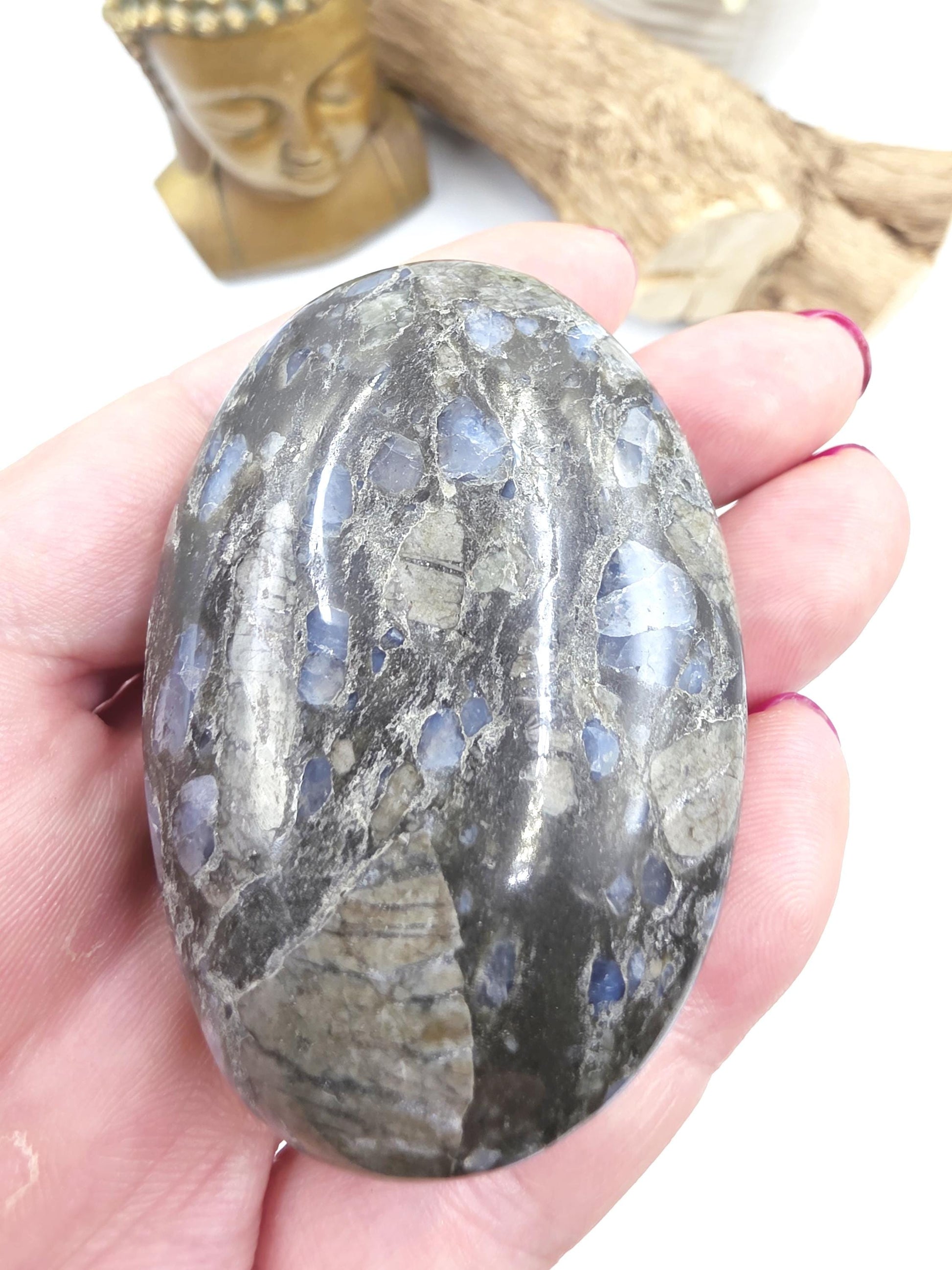 Que Sera (Llanite) Palm Stone – Positivity, Empowerment & Spiritual Growth Crystal, 100g