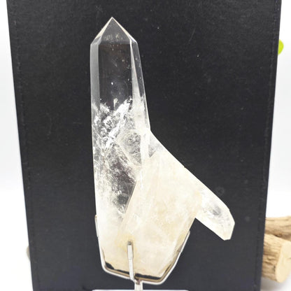 Clear Quartz Half Polished Half Raw Cluster with Rainbows on Bespoke Stand – Healing & Clarity Crystal, 505g