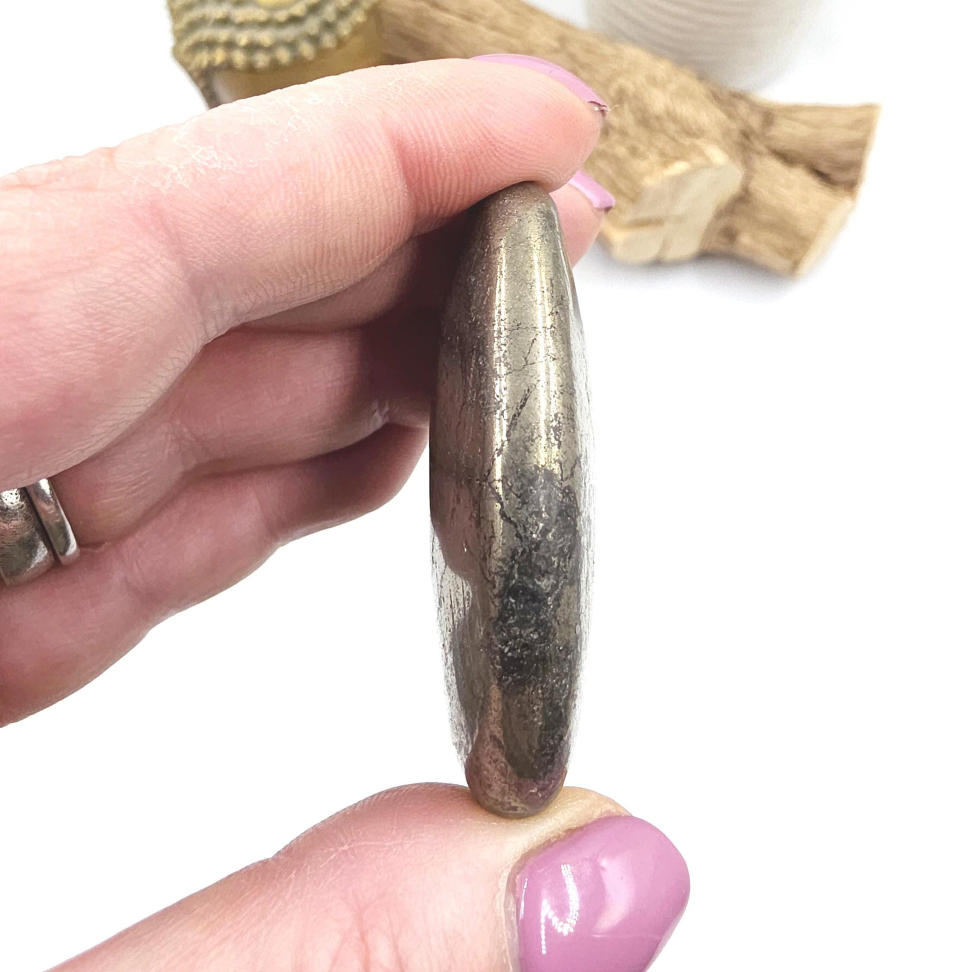 Pyrite Palm Stone – Confidence, Protection & Abundance Crystal, 70g