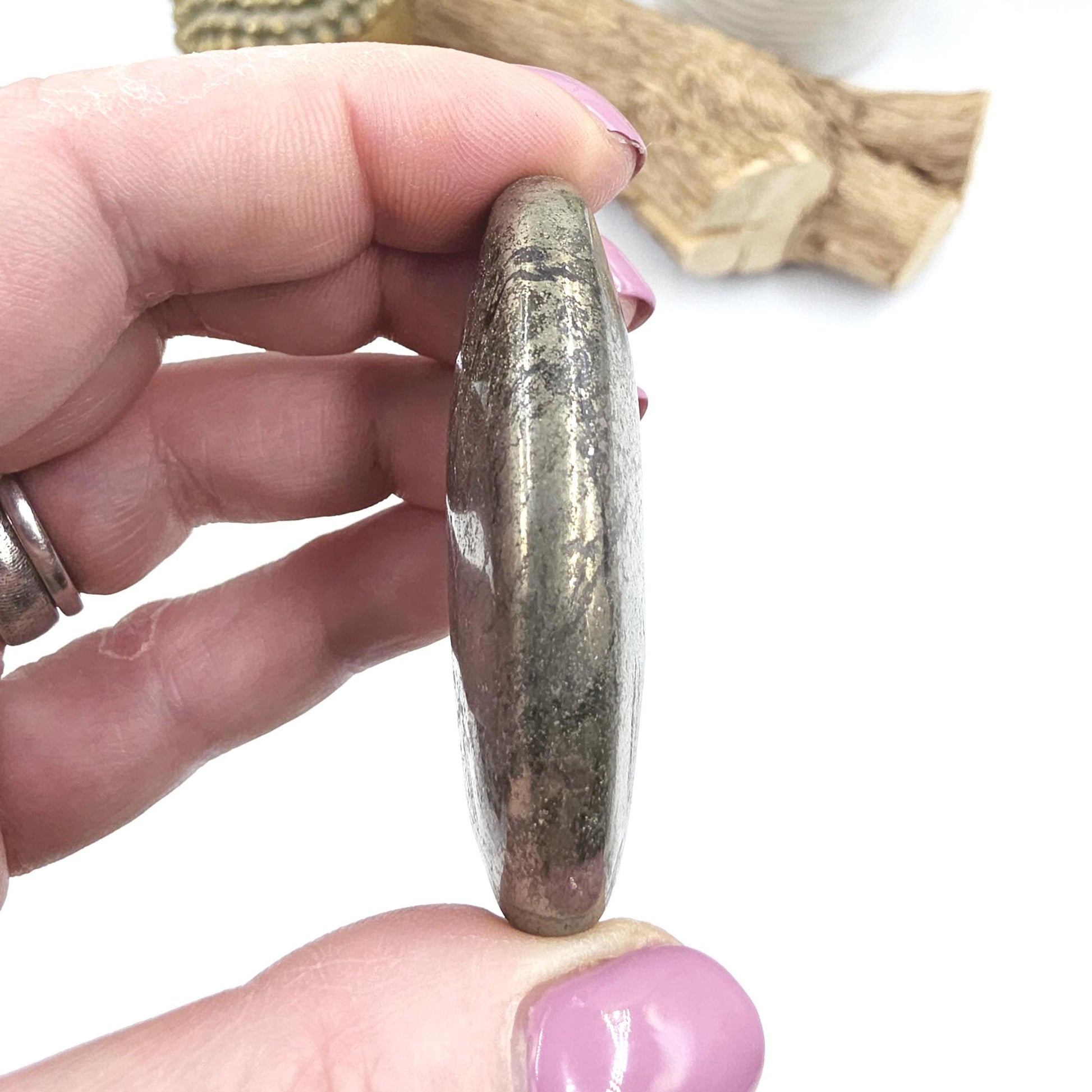 Pyrite Palm Stone – Confidence, Protection & Abundance Crystal, 70g