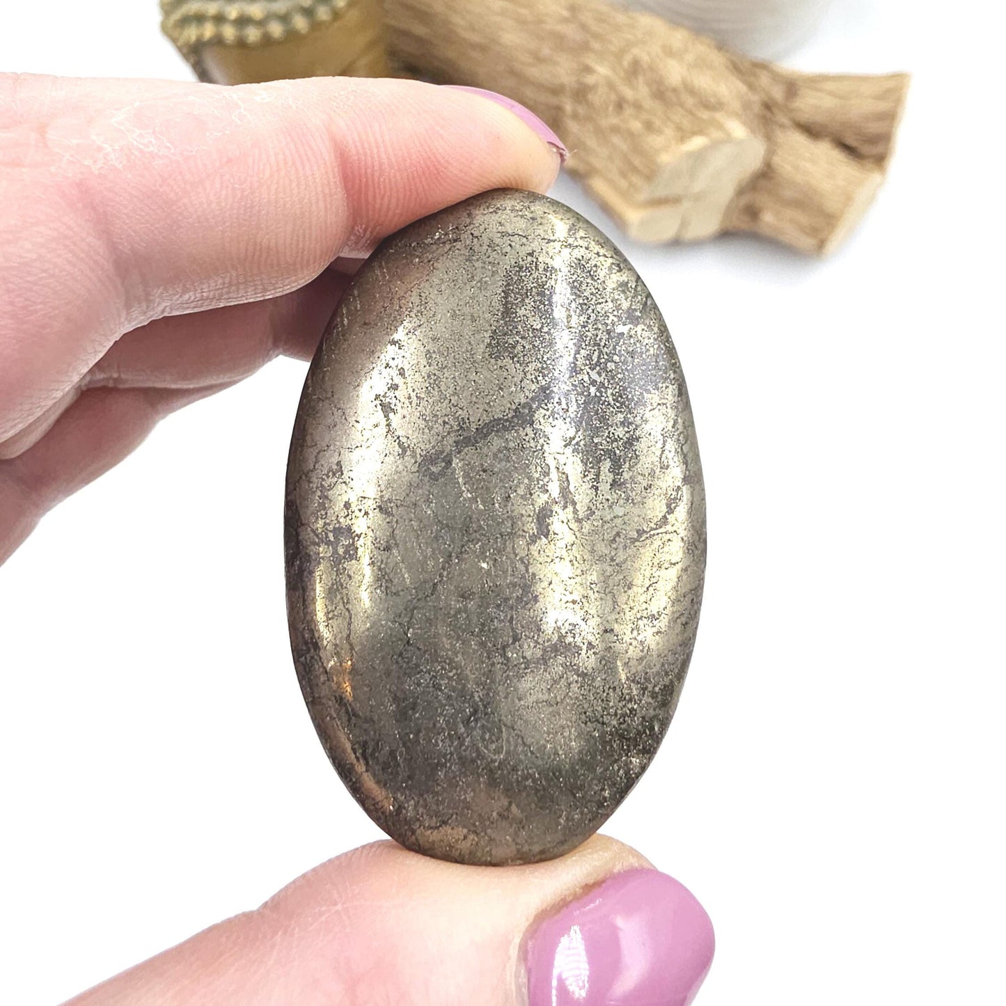 Pyrite Palm Stone – Confidence, Protection & Abundance Crystal, 70g