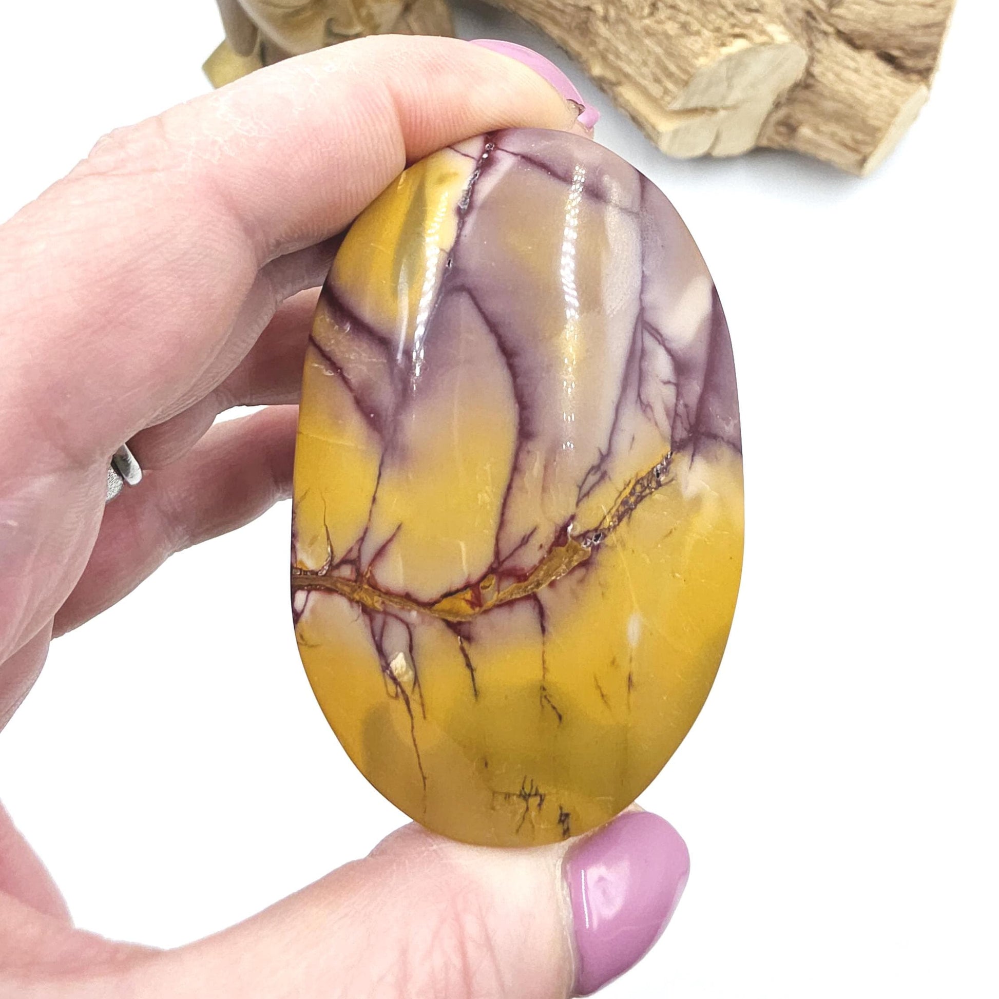 Mookaite Jasper Palm Stone – Strength, Grounding & Emotional Balance Crystal, 120g