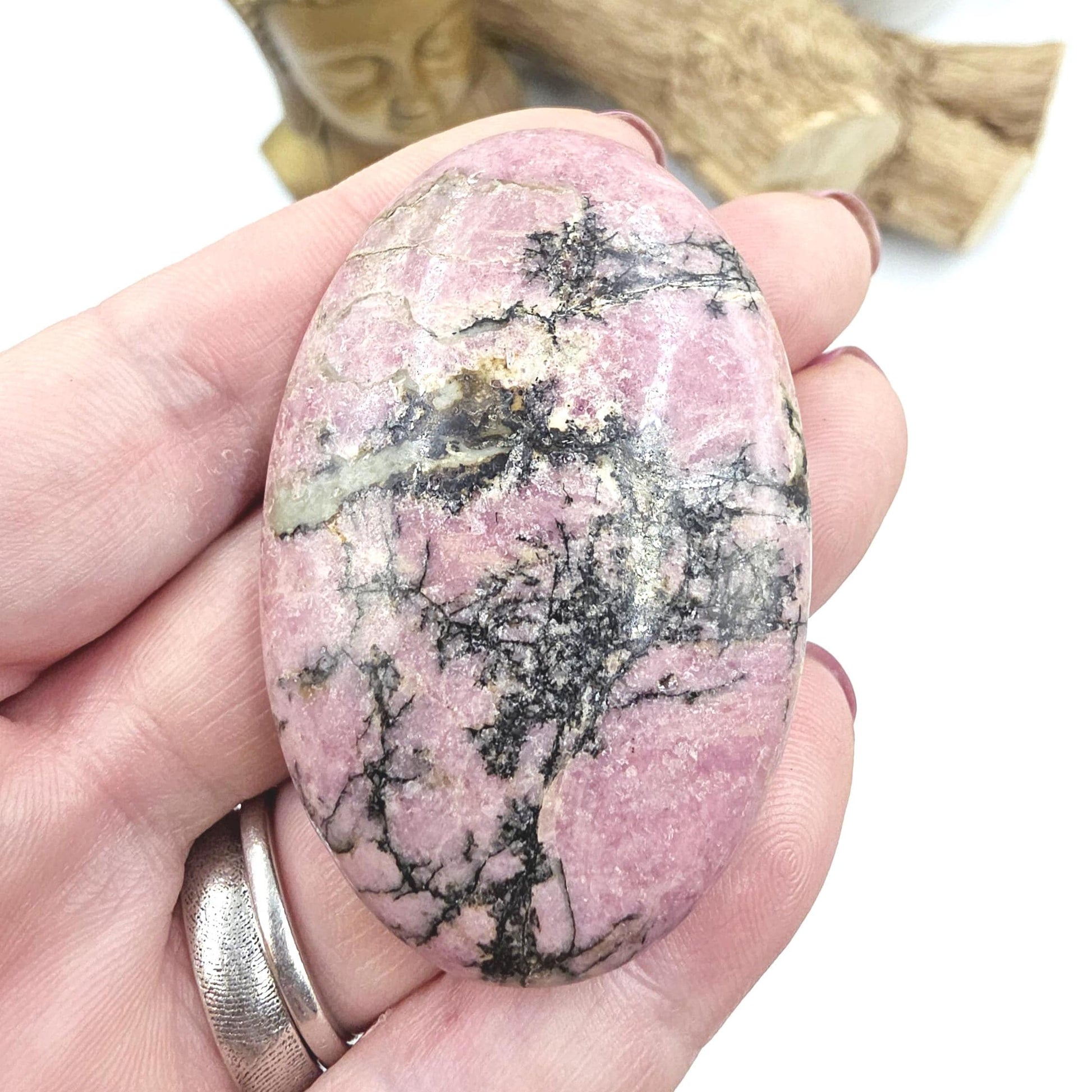 Rhodonite Palm Stone – Emotional Healing, Compassion & Grounded Heart Support Crystal, 60g