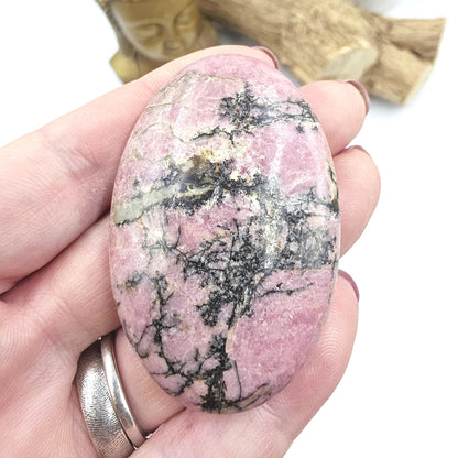 Rhodonite Palm Stone – Emotional Healing, Compassion & Grounded Heart Support Crystal, 60g
