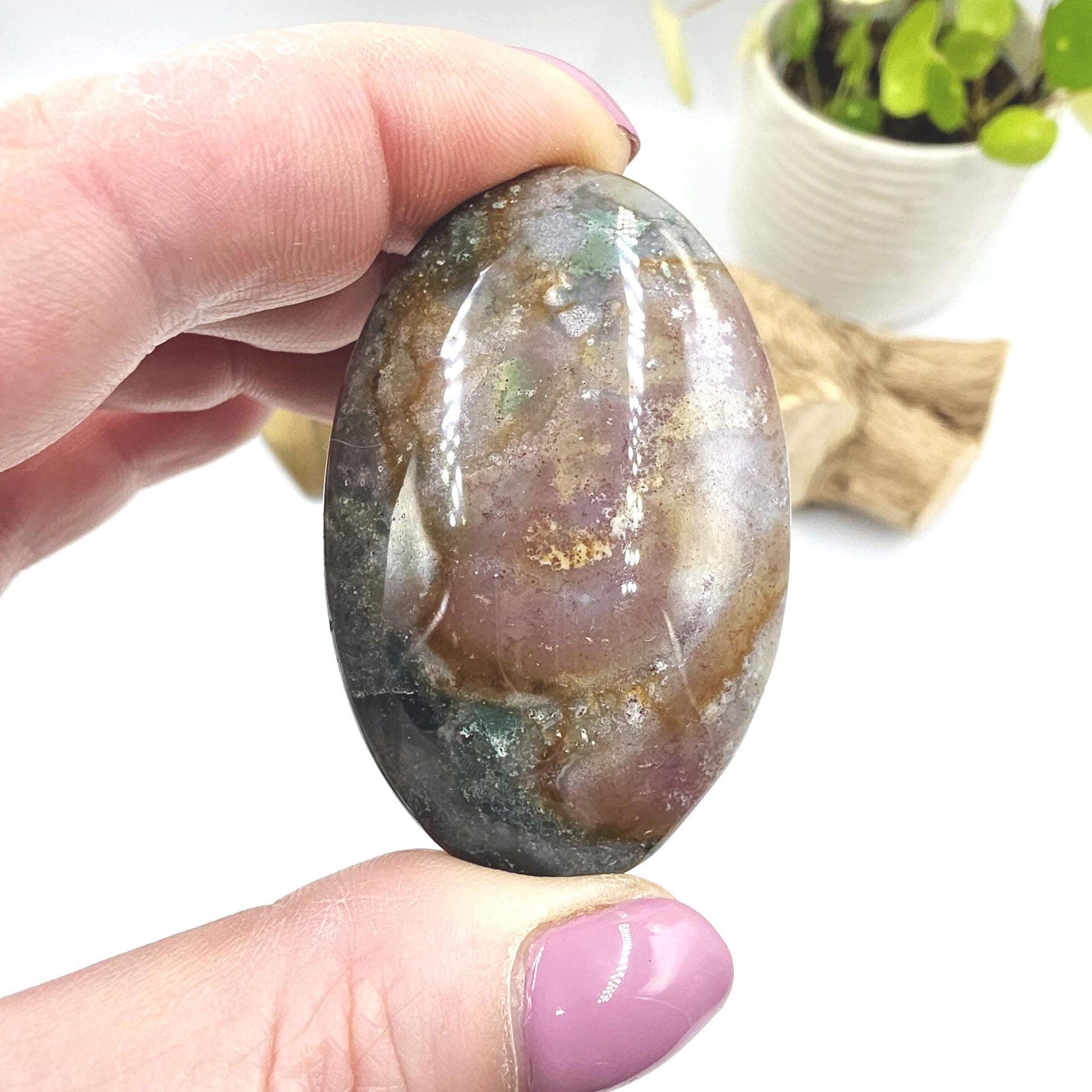 Ocean Jasper Palm Stone – Joy, Emotional Healing & Calming Crystal, 40g