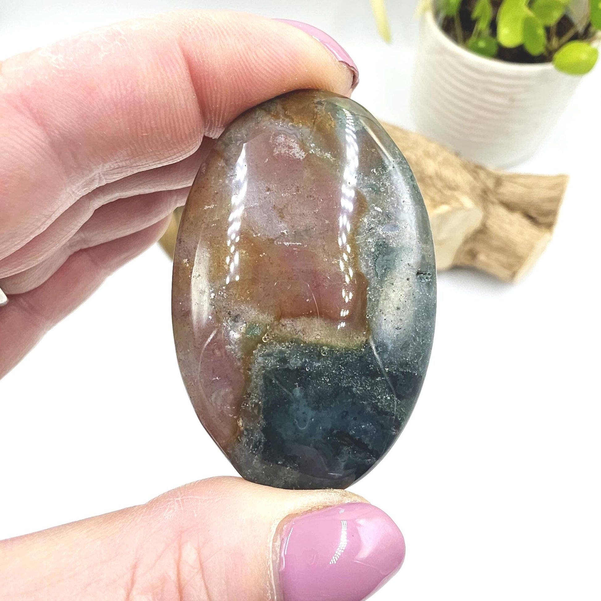 Ocean Jasper Palm Stone – Joy, Emotional Healing & Calming Crystal, 40g