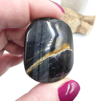 Little Blue Tiger's Eye Palm Stone - Protection & Intuition Healing Crystal, 40g