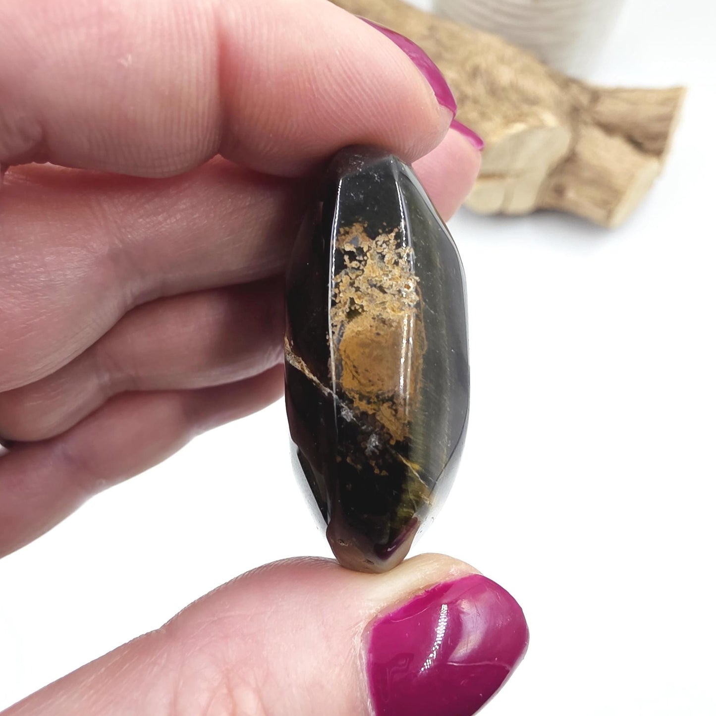 Little Blue Tiger's Eye Palm Stone - Protection & Intuition Healing Crystal, 40g