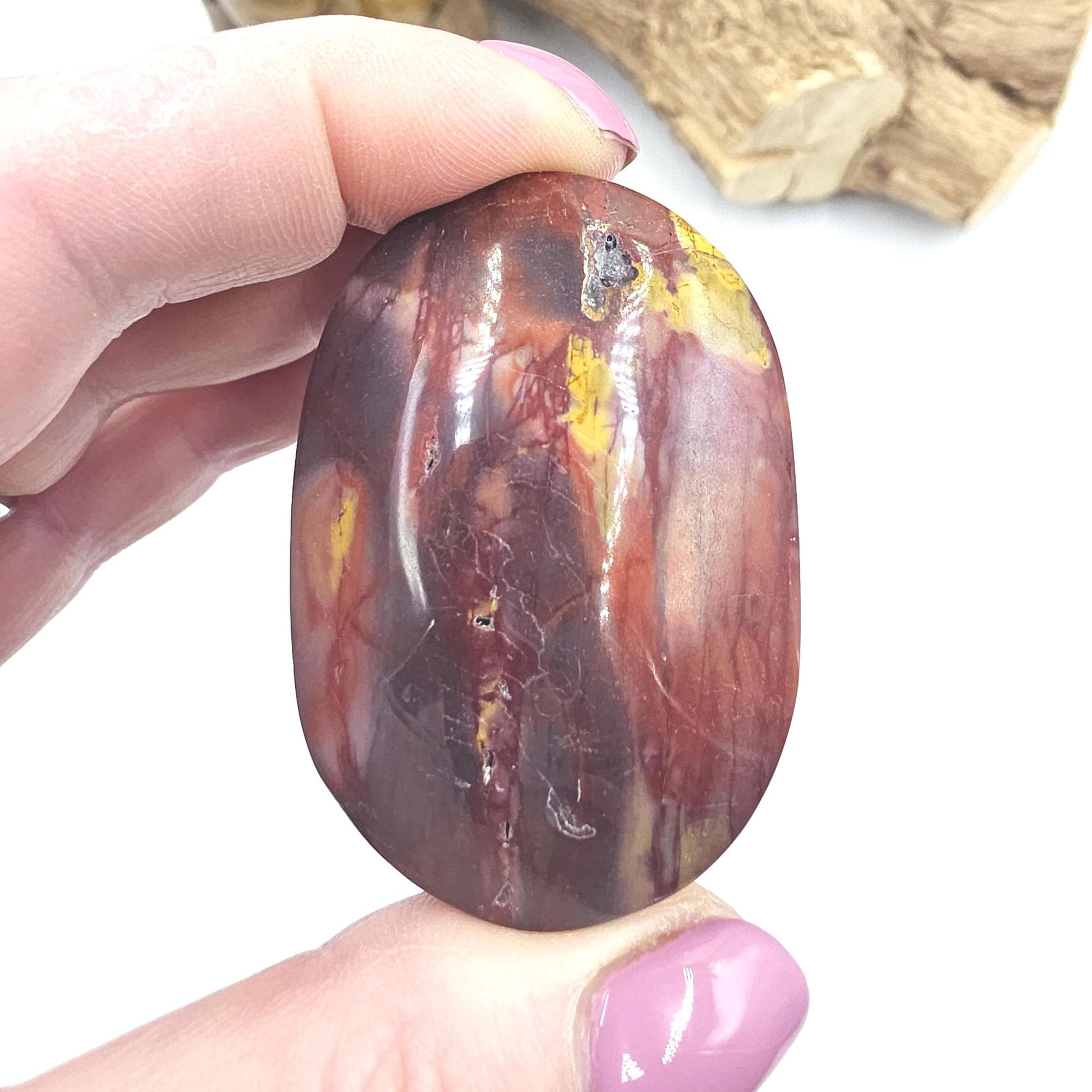 Mookaite Jasper Palm Stone – Strength, Grounding & Emotional Balance Crystal, 65g