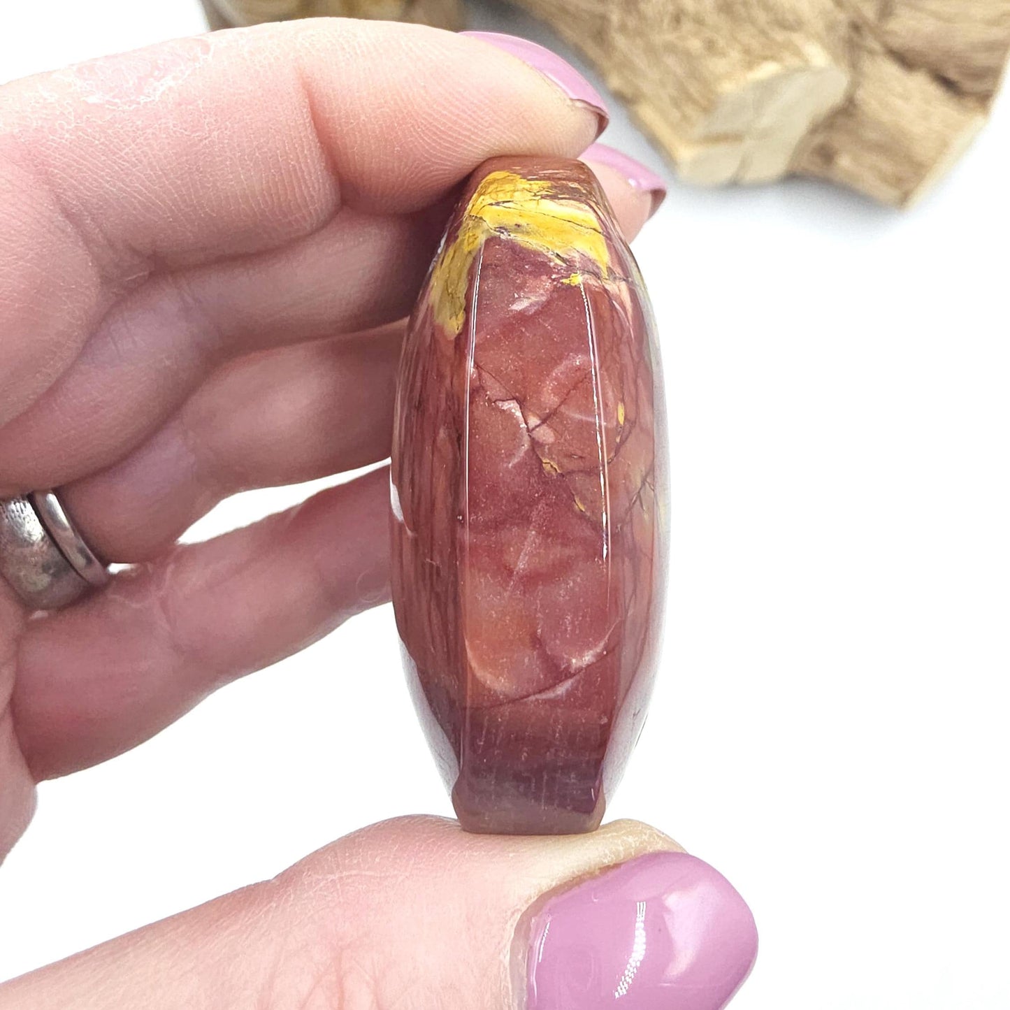 Mookaite Jasper Palm Stone – Strength, Grounding & Emotional Balance Crystal, 65g