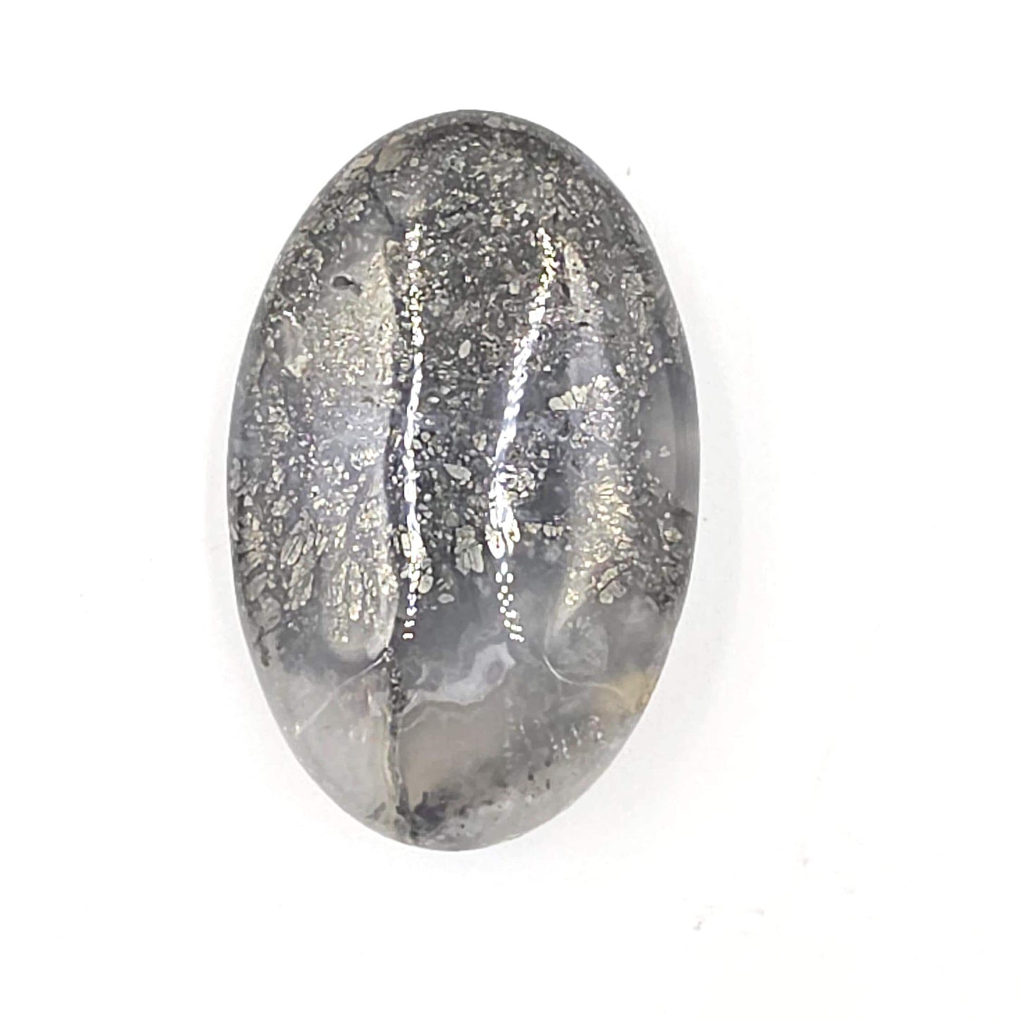Pyrite & Agate Palm Stone – Protection, Confidence and Abundance Crystal, 40g