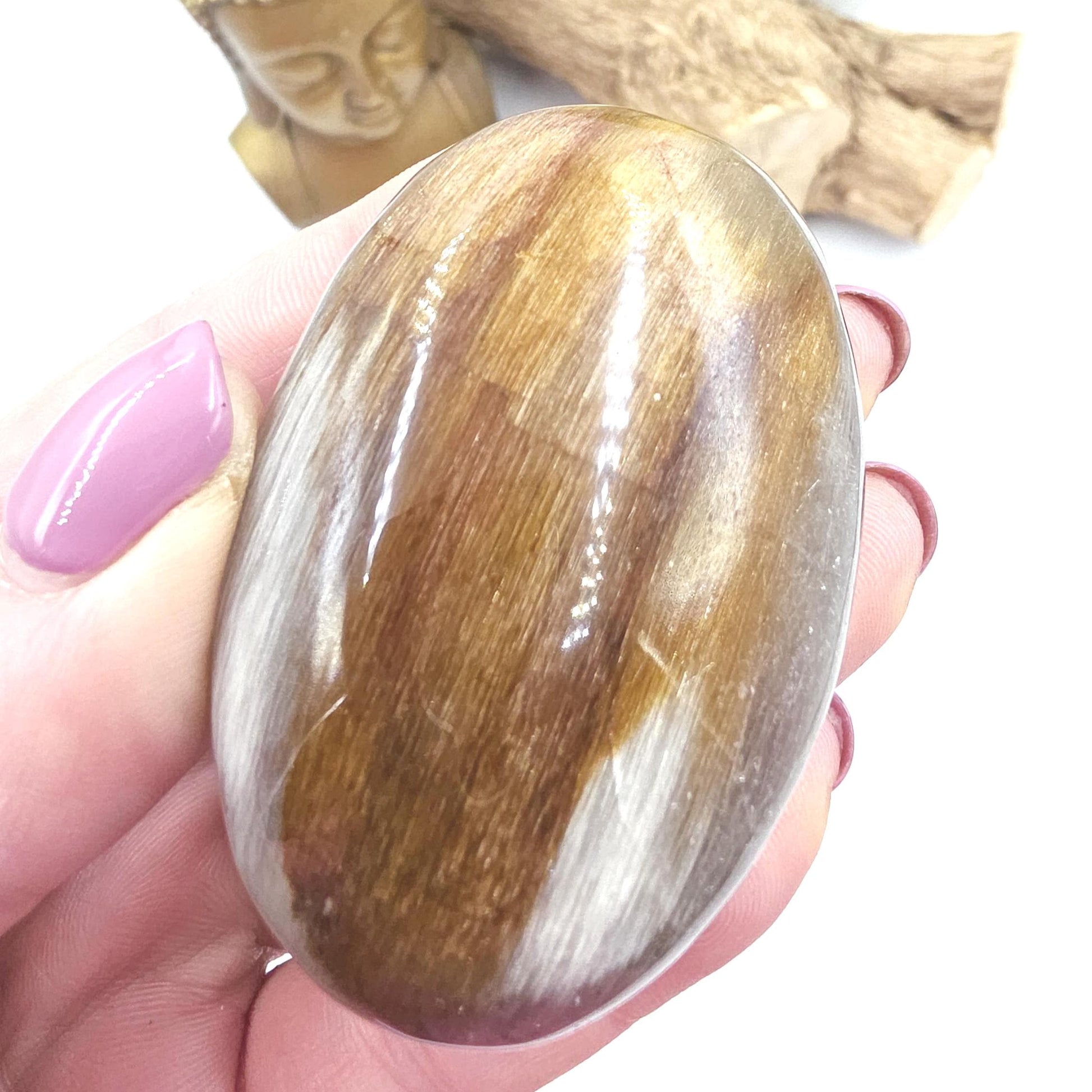 Extremely Rare White & Copper Rutile Palm Stone – Clarity, Transformation and Energy Amplification Crystal, 95g