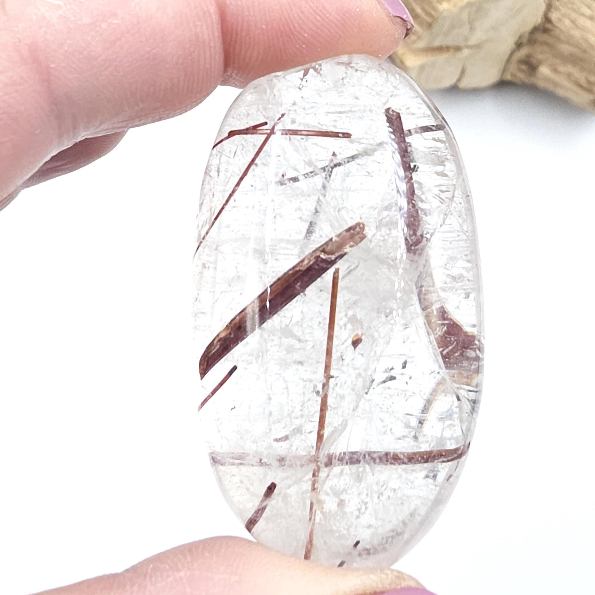 Rare Copper & Silver Rutile Quartz Palm Stone – Clarity, Transformation and Energy Amplification Crystal, 60g
