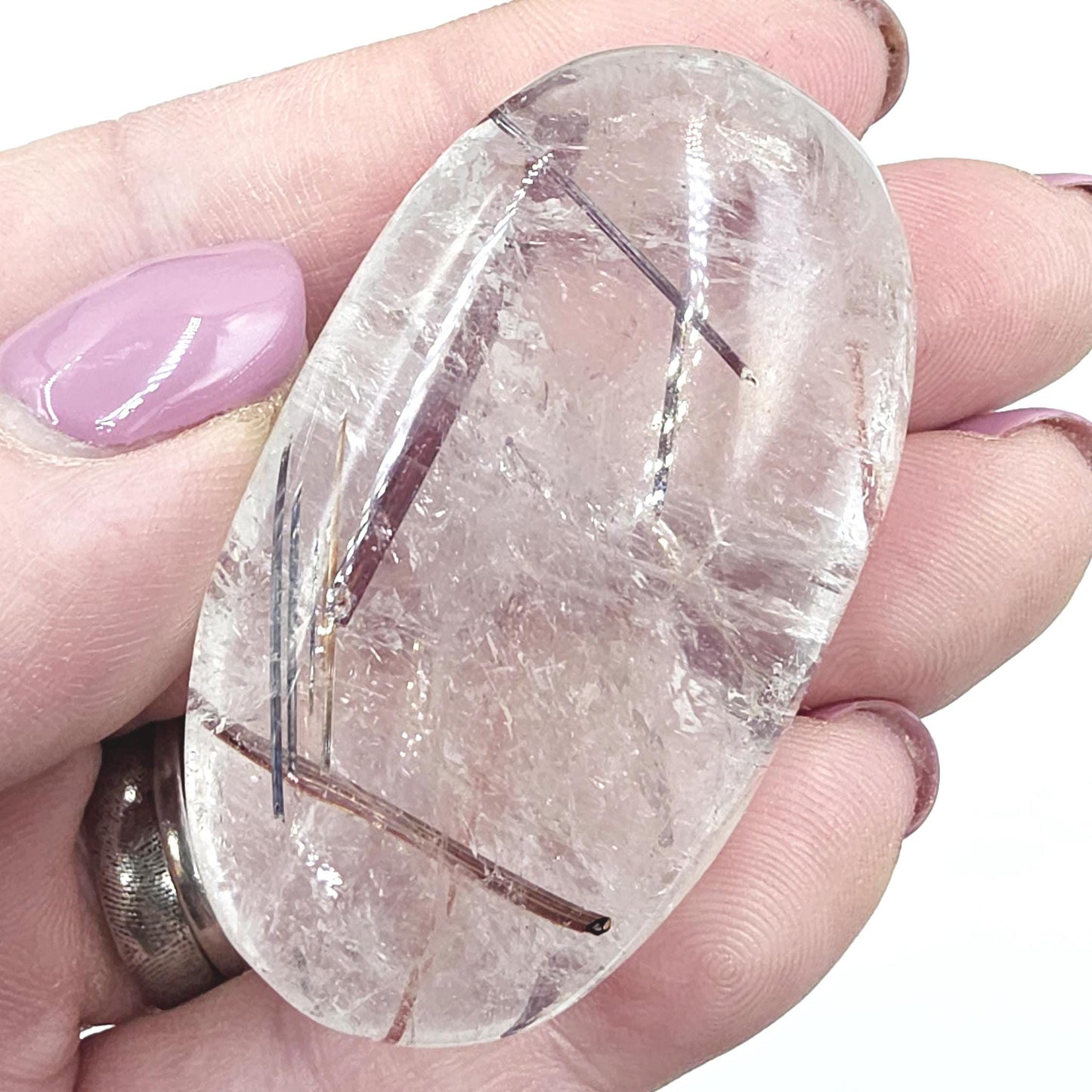 Rare Copper & Silver Rutile Quartz Palm Stone – Clarity, Transformation and Energy Amplification Crystal, 60g