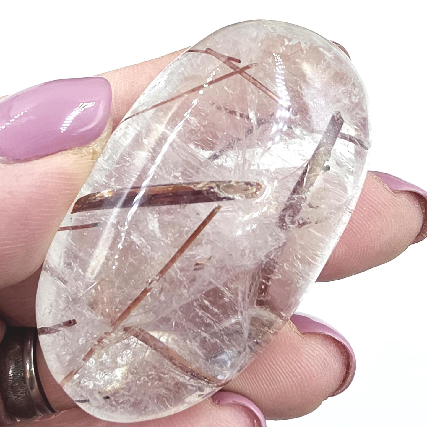 Rare Copper & Silver Rutile Quartz Palm Stone – Clarity, Transformation and Energy Amplification Crystal, 60g