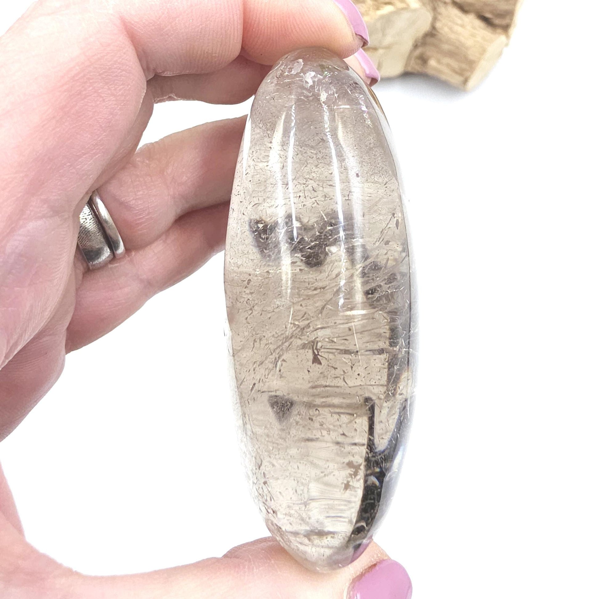 Large High Grade Sparkly Black Rutile Quartz Palm Stone – Protection, Clarity & Energy Amplification Crystal, 185g