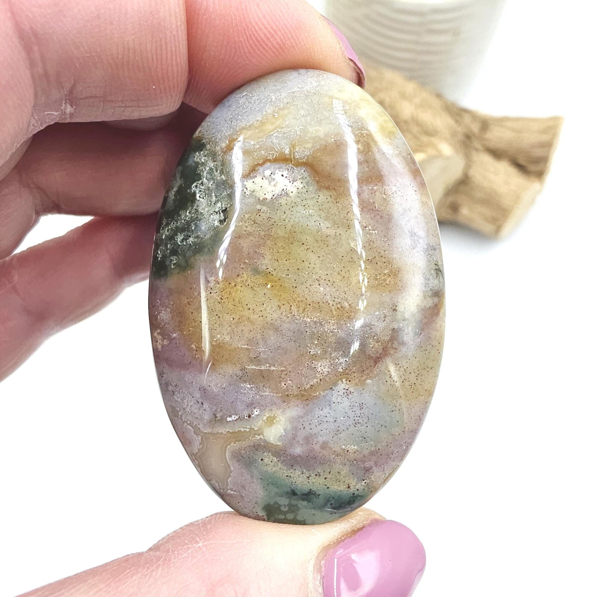 Ocean Jasper Palm Stone – Joy, Emotional Healing & Calming Crystal, 45g