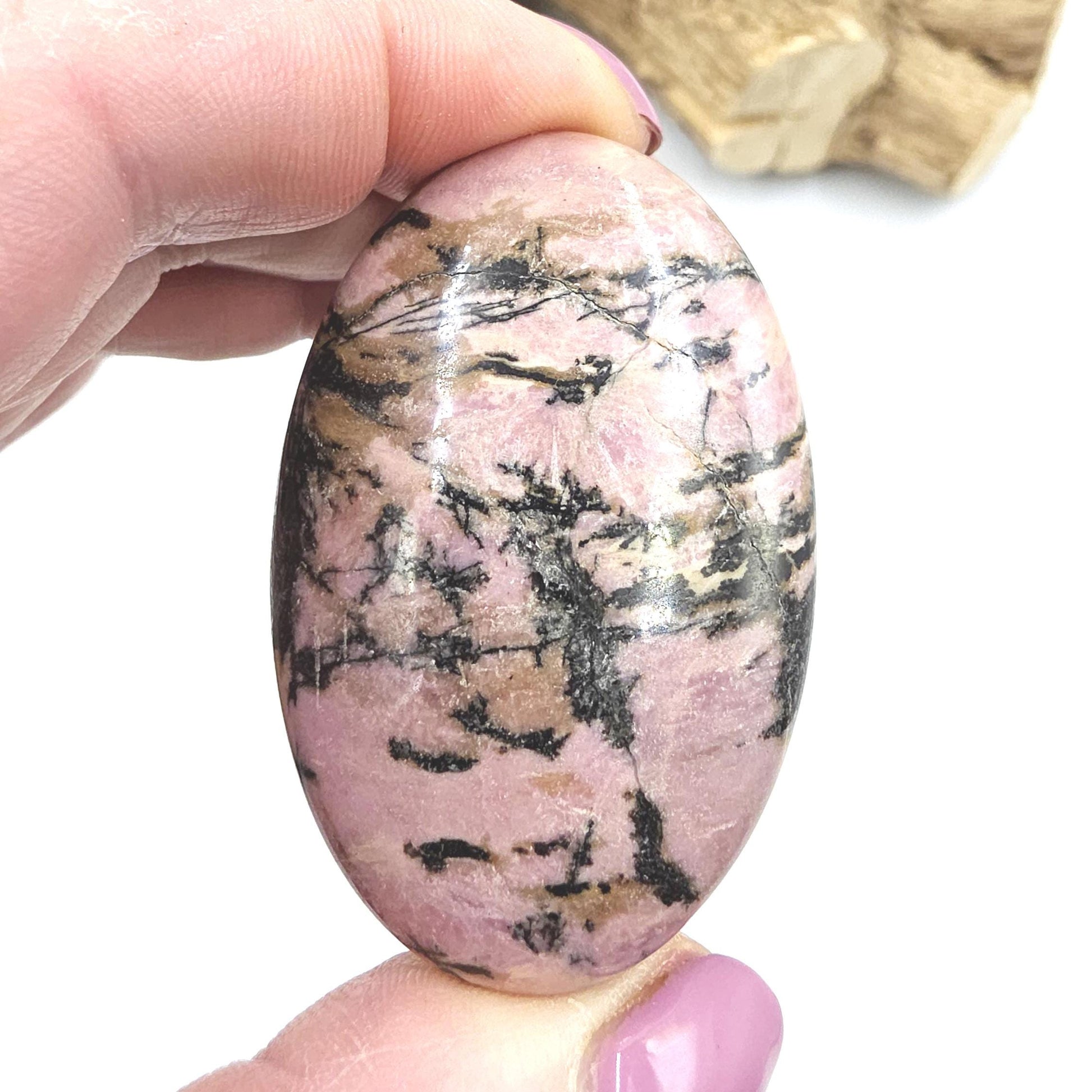 Rhodonite Palm Stone – Emotional Healing, Compassion & Grounded Heart Support Crystal, 65g