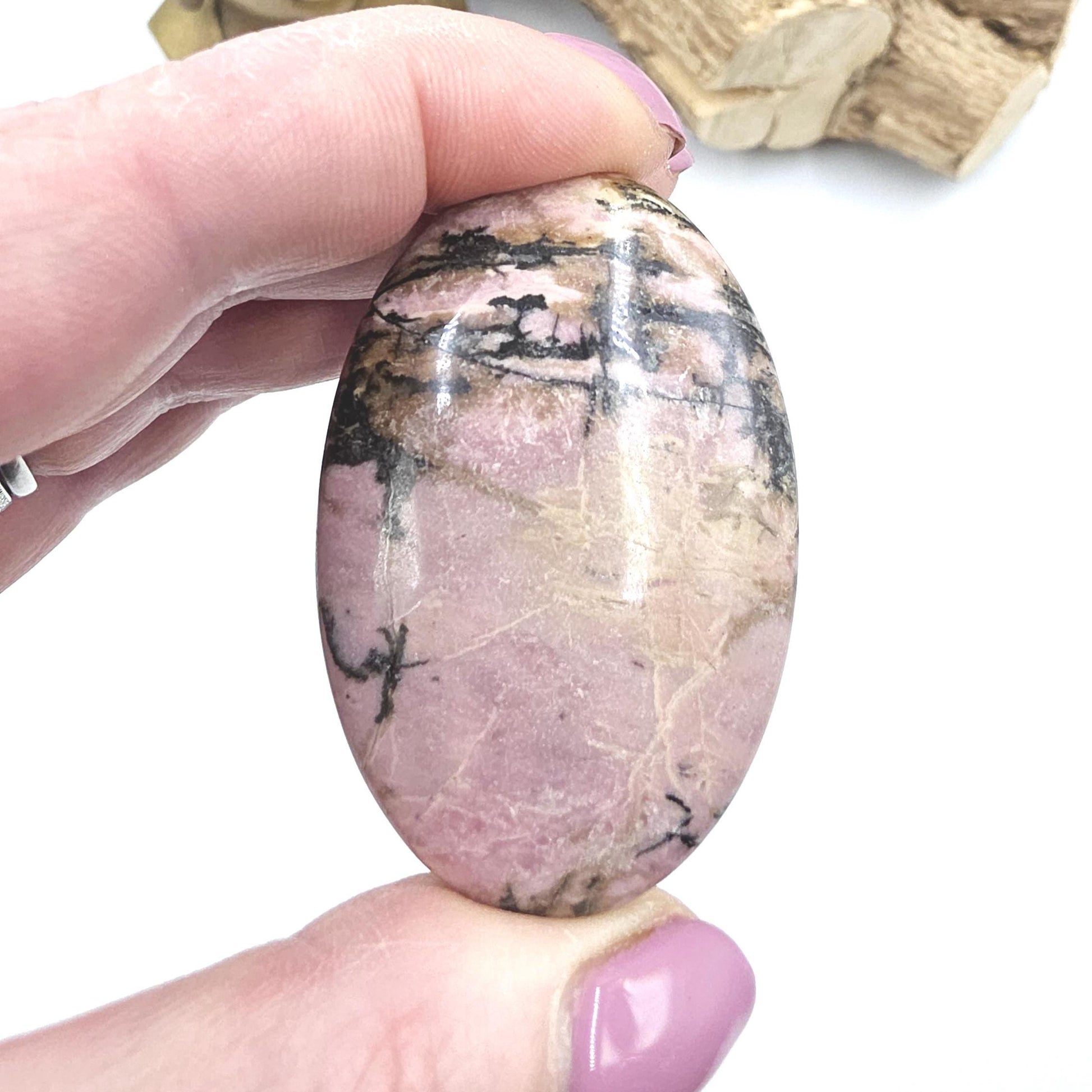 Rhodonite Palm Stone – Emotional Healing, Compassion & Grounded Heart Support Crystal, 65g