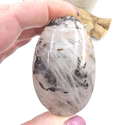 Rare Dendritic Quartz Palm Stone – Clarity, Growth and Root & Crown Chakra Crystal, 85g