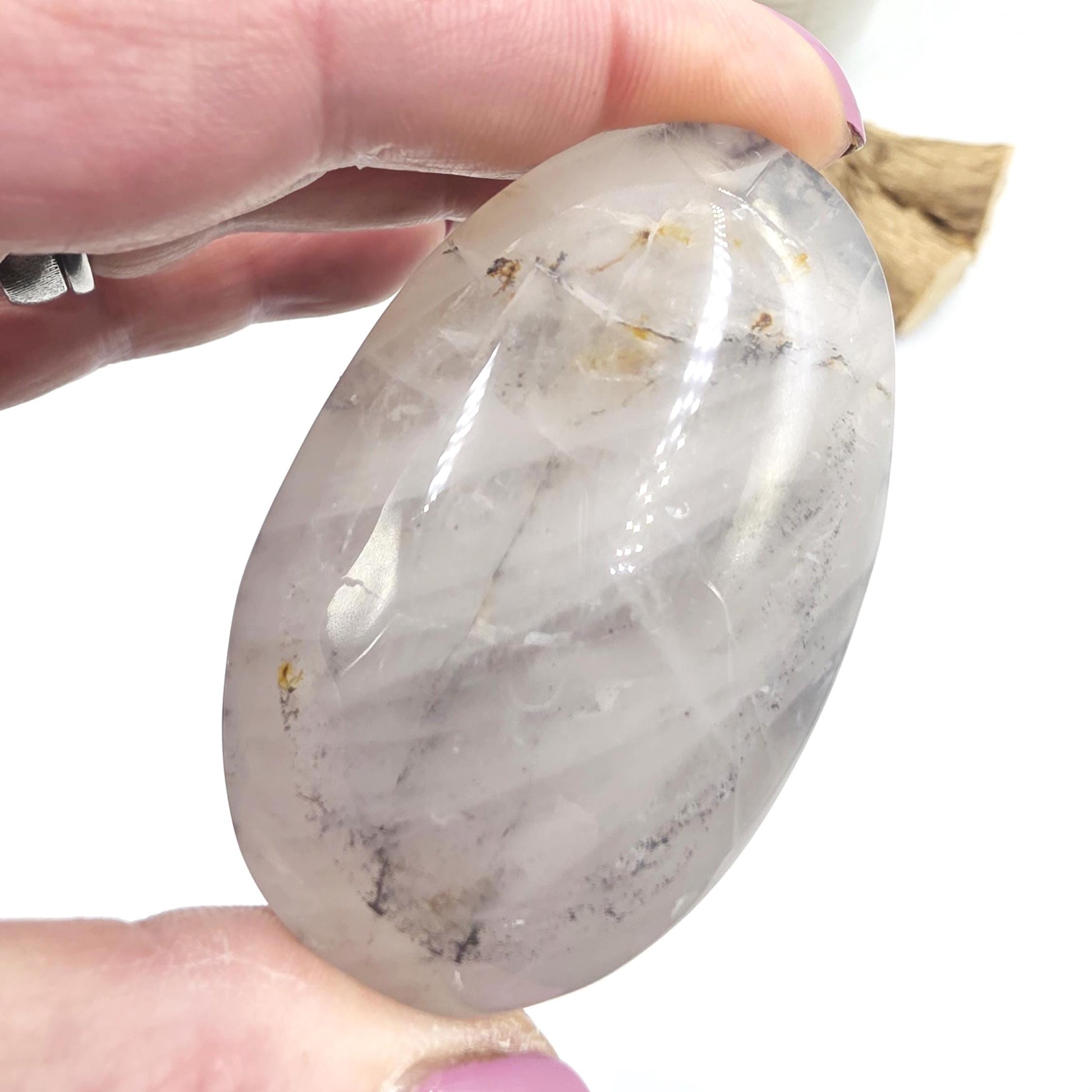 Rare Dendritic Quartz Palm Stone – Clarity, Growth and Root & Crown Chakra Crystal, 85g