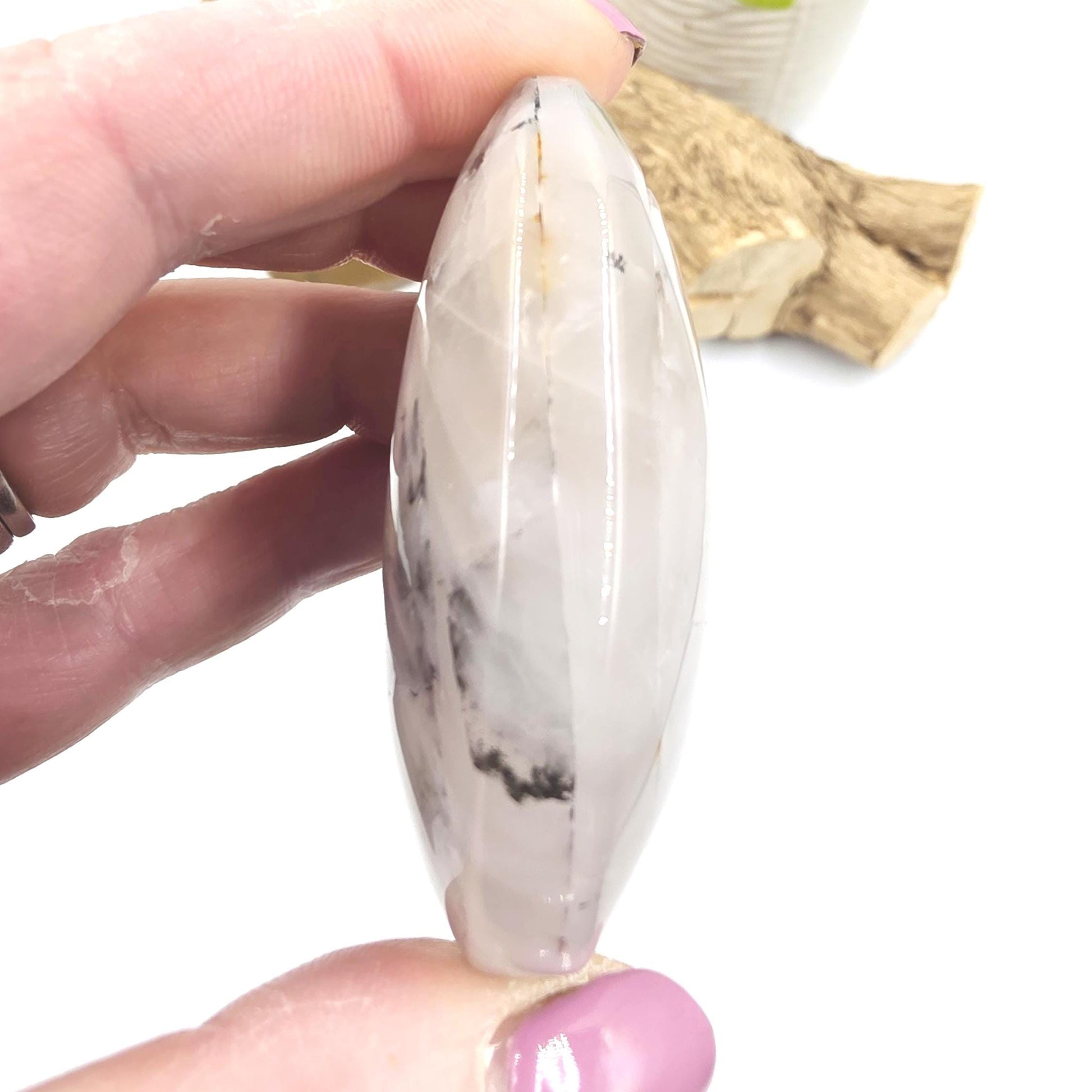 Rare Dendritic Quartz Palm Stone – Clarity, Growth and Root & Crown Chakra Crystal, 85g