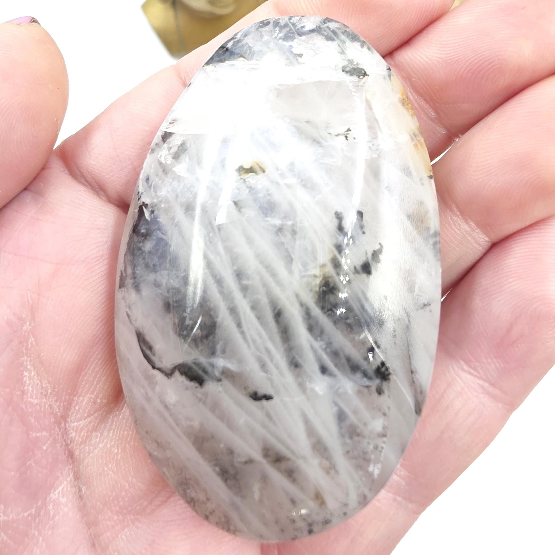 Rare Dendritic Quartz Palm Stone – Clarity, Growth and Root & Crown Chakra Crystal, 85g