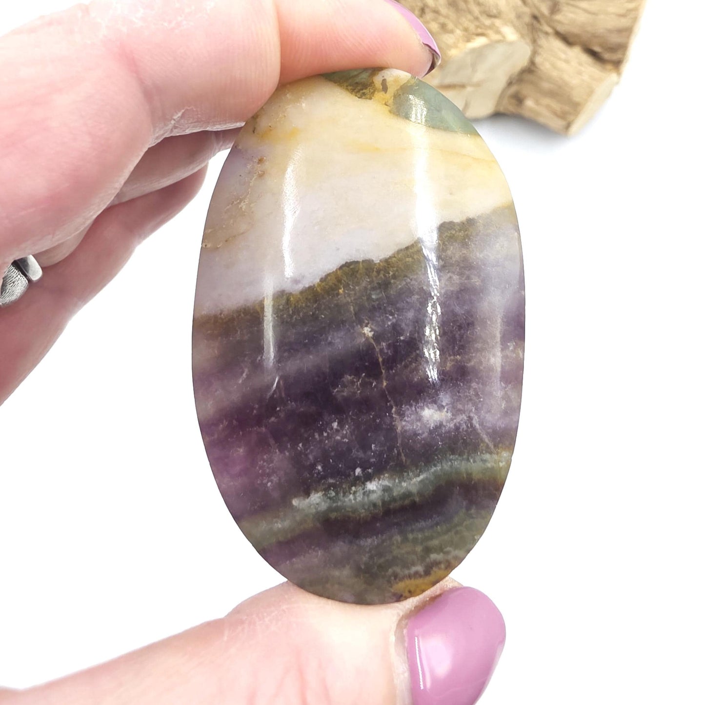 Silk Fluorite Palm Stone – Clarity, Calm & Soothing Flow Energy Crystal, 90g