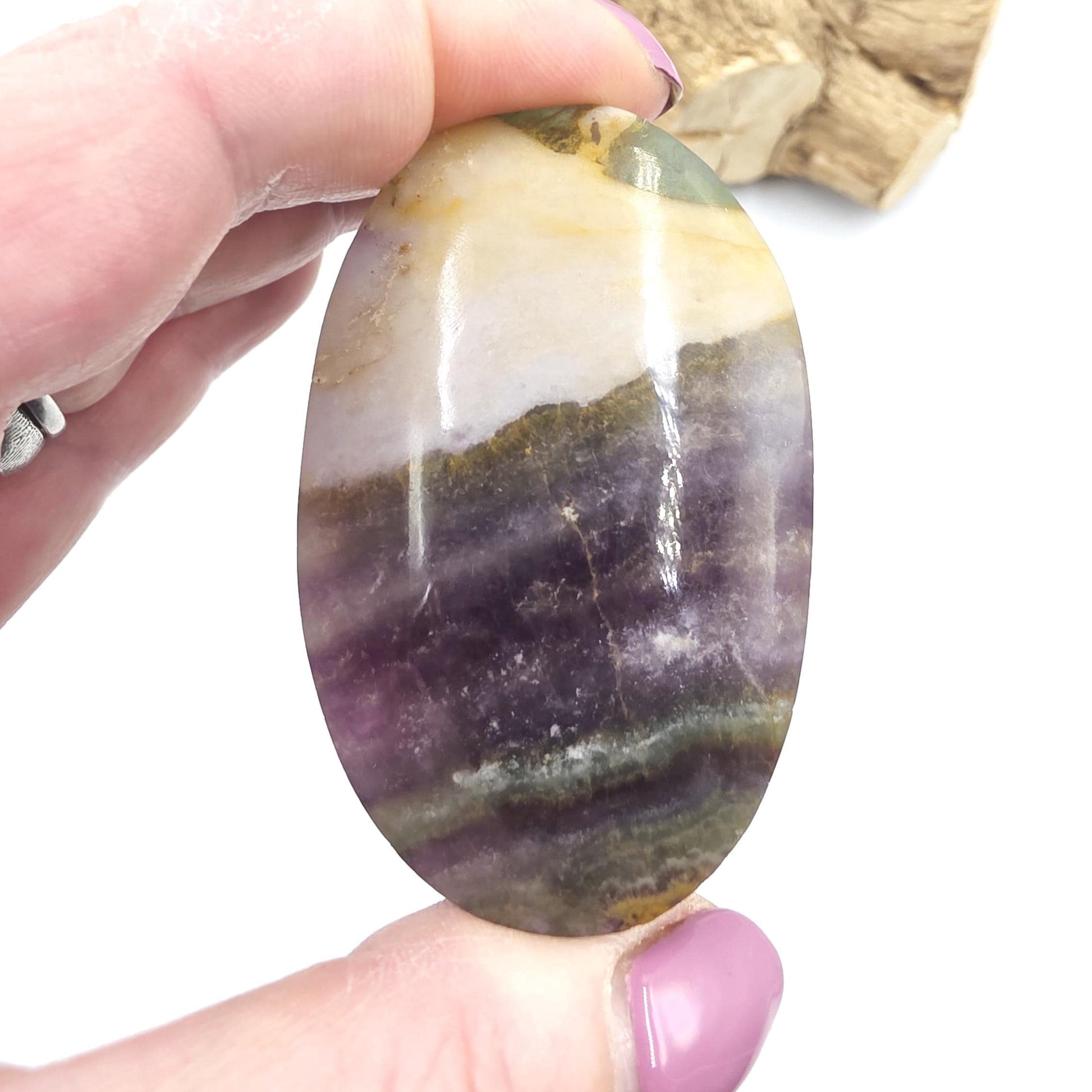 Silk Fluorite Palm Stone – Clarity, Calm & Soothing Flow Energy Crystal, 90g