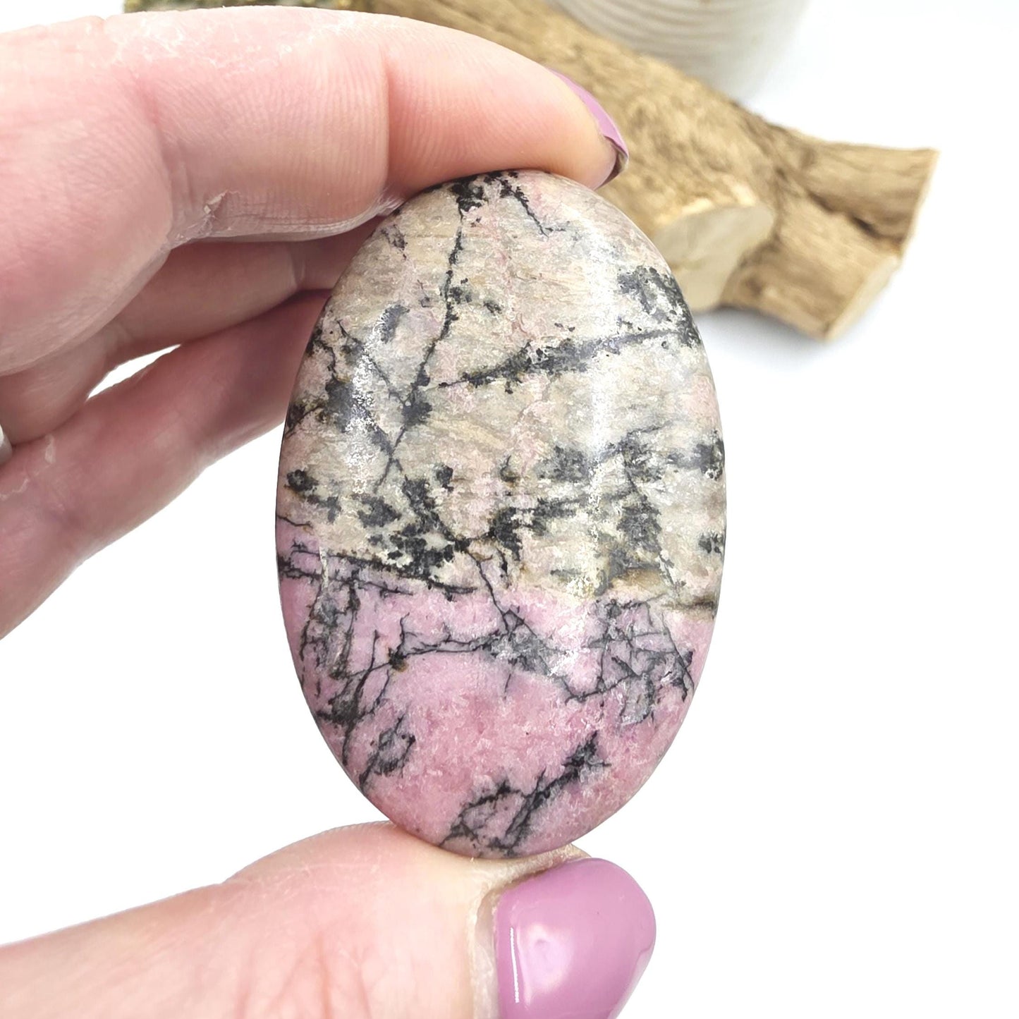 Rhodonite Palm Stone – Emotional Healing, Compassion & Grounded Heart Support Crystal, 60g