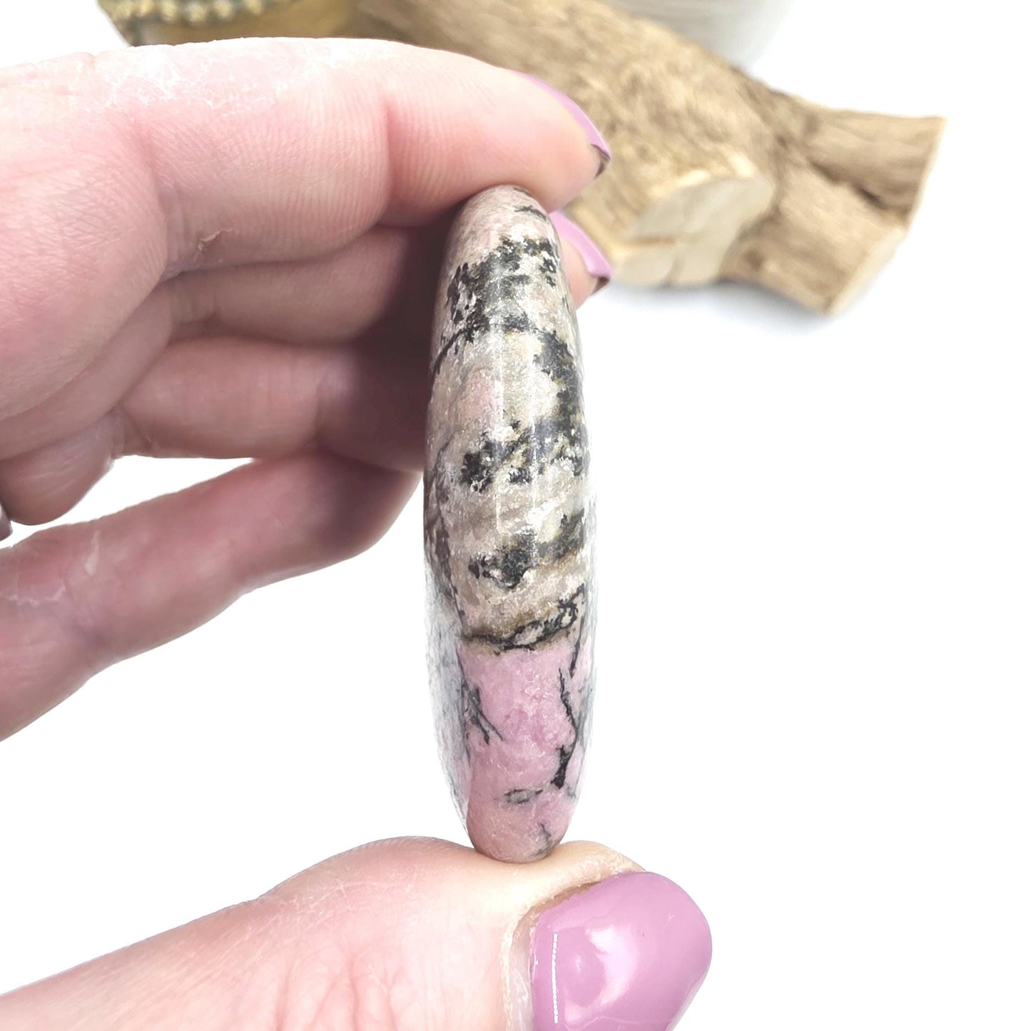 Rhodonite Palm Stone – Emotional Healing, Compassion & Grounded Heart Support Crystal, 60g
