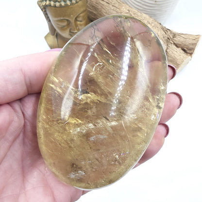 Huge Smoky Citrine Palm Stone with Rainbows – Abundance, Confidence & Solar Plexus Energy Crystal, 350g