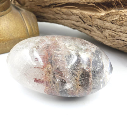 Rare Rutile & Mica Clear Quartz Palm Stone – Clarity, Healing and Energy Amplification Crystal, 140g
