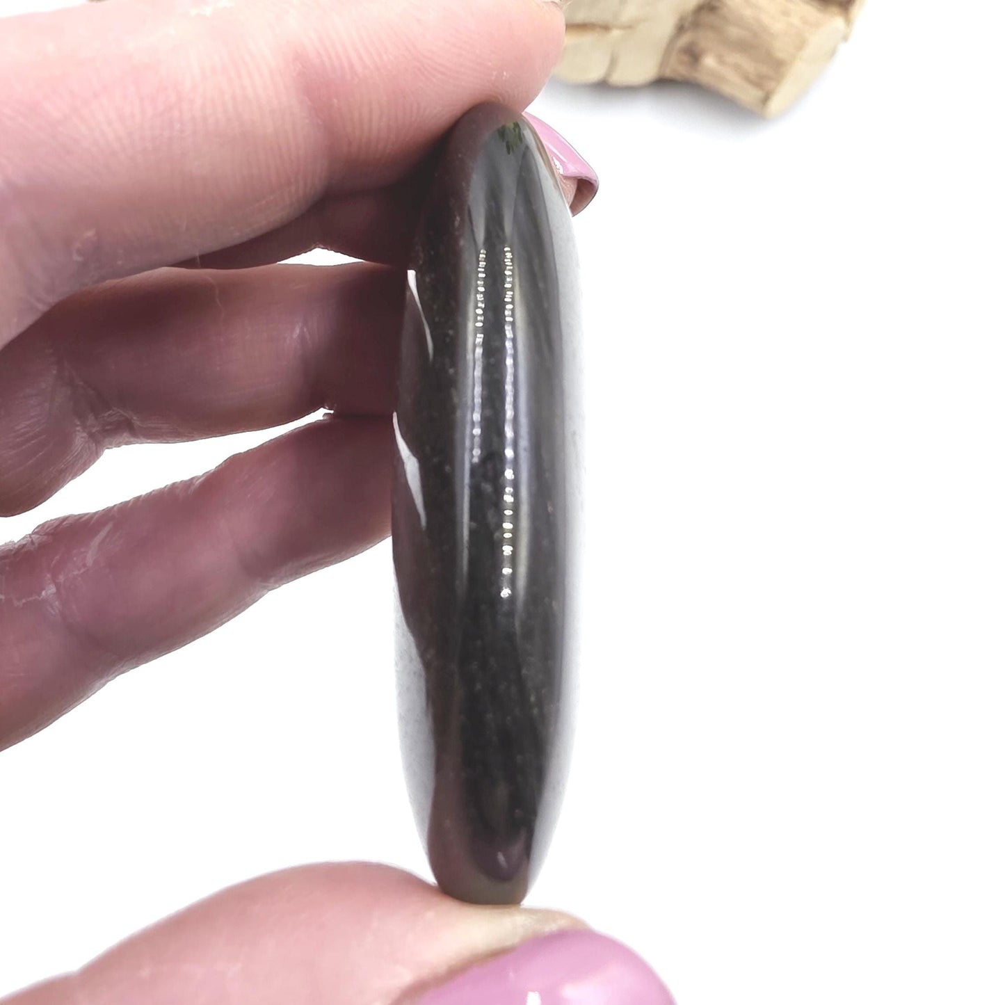 Silver Sheen Obsidian Palm Stone – Protection, Insight & Root Chakra Energy Crystal, 40g