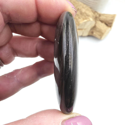Silver Sheen Obsidian Palm Stone – Protection, Insight & Root Chakra Energy Crystal, 40g