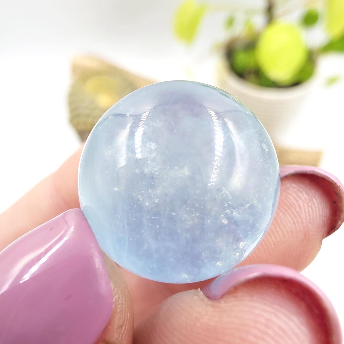 Aquamarine Mini Sphere – Calm, Communication & Soothing Ocean Energy Crystal, 19mm