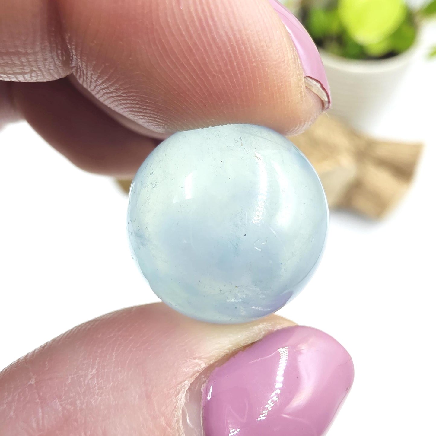 Aquamarine Mini Sphere – Calm, Communication & Soothing Ocean Energy Crystal, 19mm