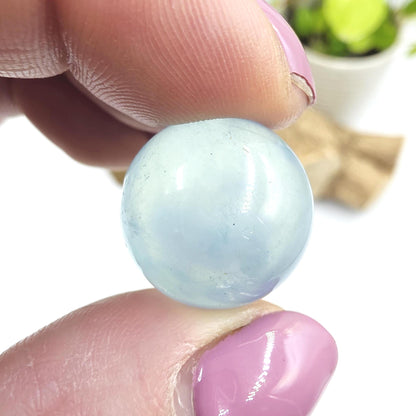 Aquamarine Mini Sphere – Calm, Communication & Soothing Ocean Energy Crystal, 19mm