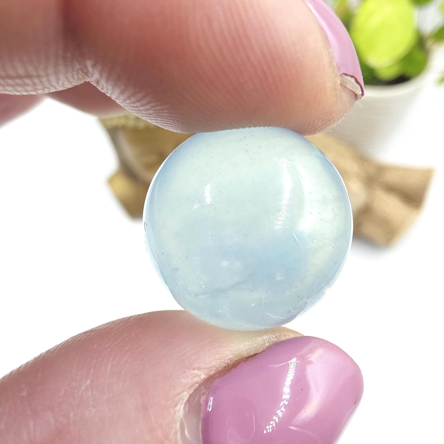 Aquamarine Mini Sphere – Calm, Communication & Soothing Ocean Energy Crystal, 19mm
