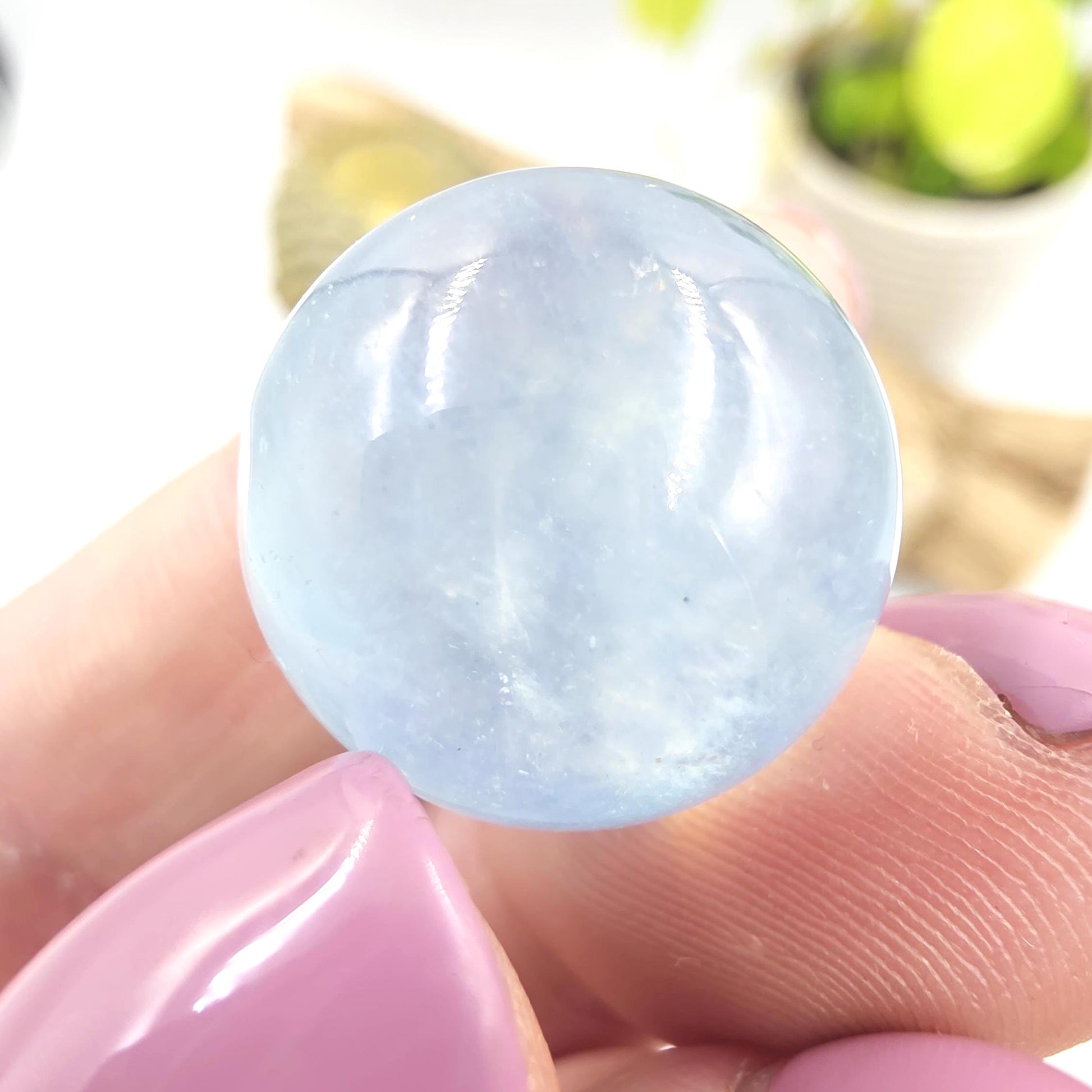 Aquamarine Mini Sphere – Calm, Communication & Soothing Ocean Energy Crystal, 19mm