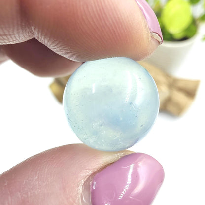 Aquamarine Mini Sphere – Calm, Communication & Soothing Ocean Energy Crystal, 19mm