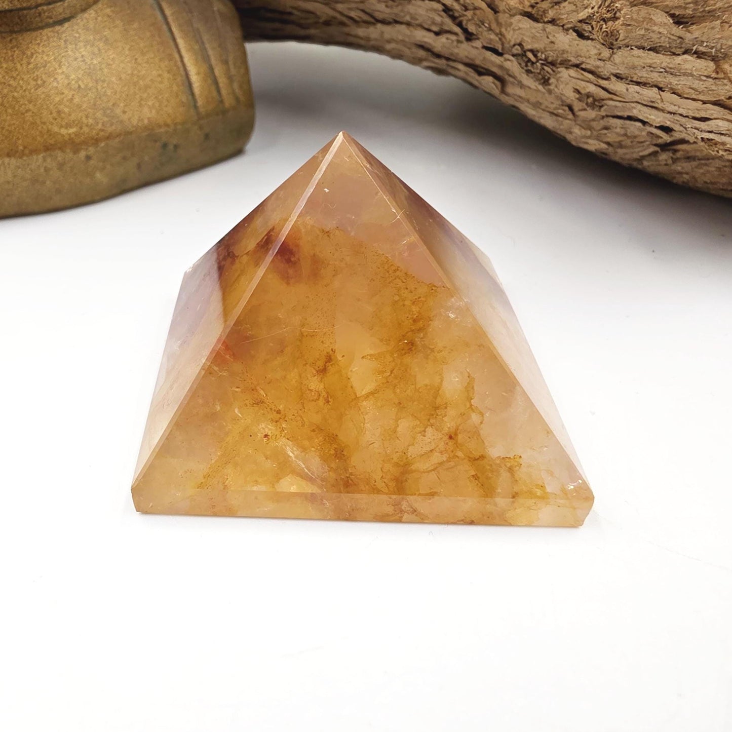 Golden Healer Pyramid – Healing, Balance & High Vibrational Quartz Crystal, 105g